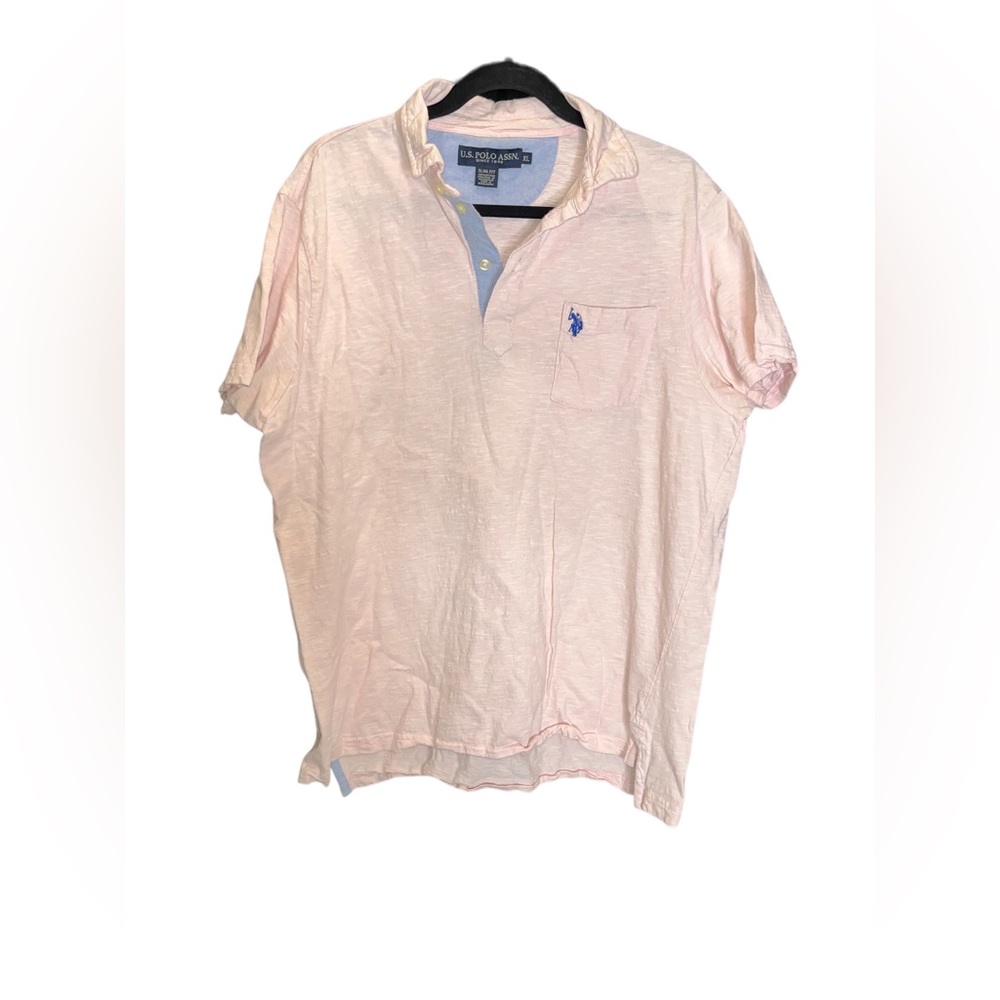 U.S. Polo Assn Solid Soft Pink Short Sleeve Polo Shirt Collared Men's SizeXLarge